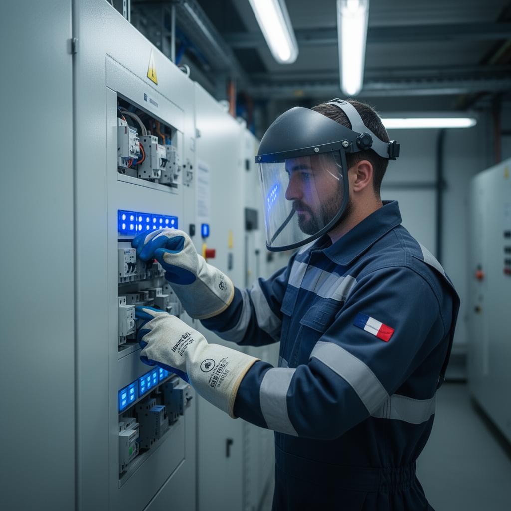 Formation habilitation électrique 2026 PACA - Électricien en EPI intervenant sur armoire électrique industrielle